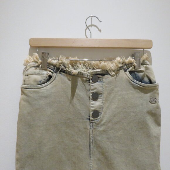 BASIC PLEASURE MODE Dolly Washed Frayed Denim Maxi Skirt Punk Goth Rock Alt NWT - Picture 5 of 16